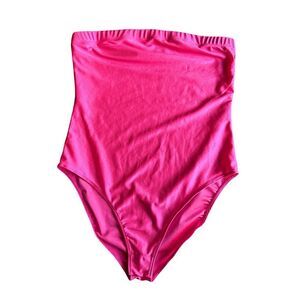 Lottie Moss Neon Pink Strapless Bodysuit Large